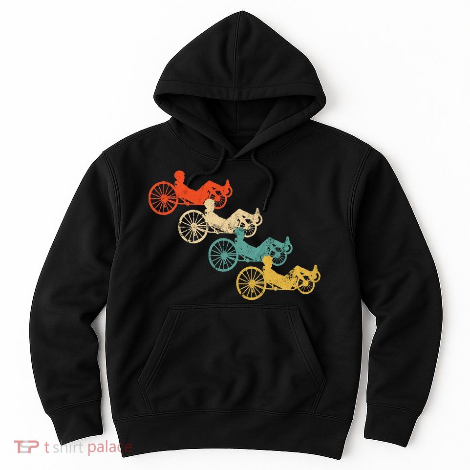 Retro Vintage Recumbent Bike Cyclist Recumbent Trike Cycling Hoodie
