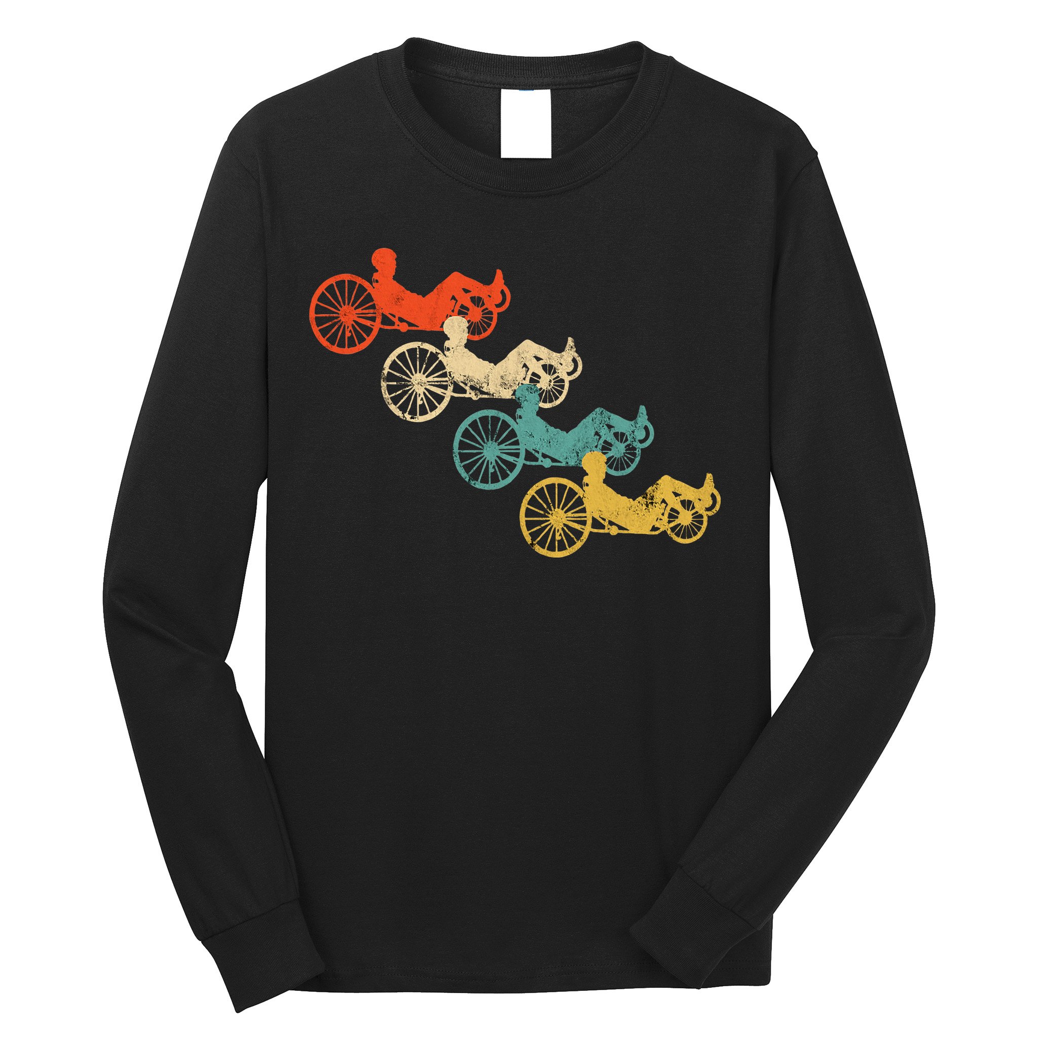 Retro Vintage Recumbent Bike Cyclist Recumbent Trike Cycling Long Sleeve Shirt