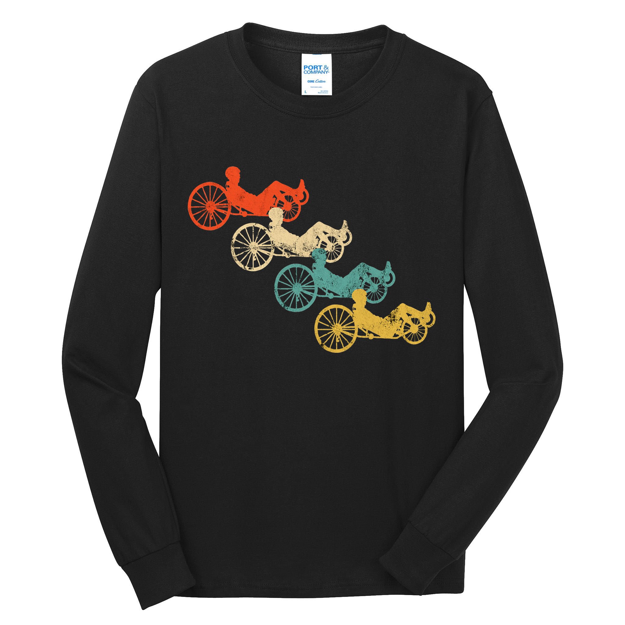Retro Vintage Recumbent Bike Cyclist Recumbent Trike Cycling Tall Long Sleeve T-Shirt