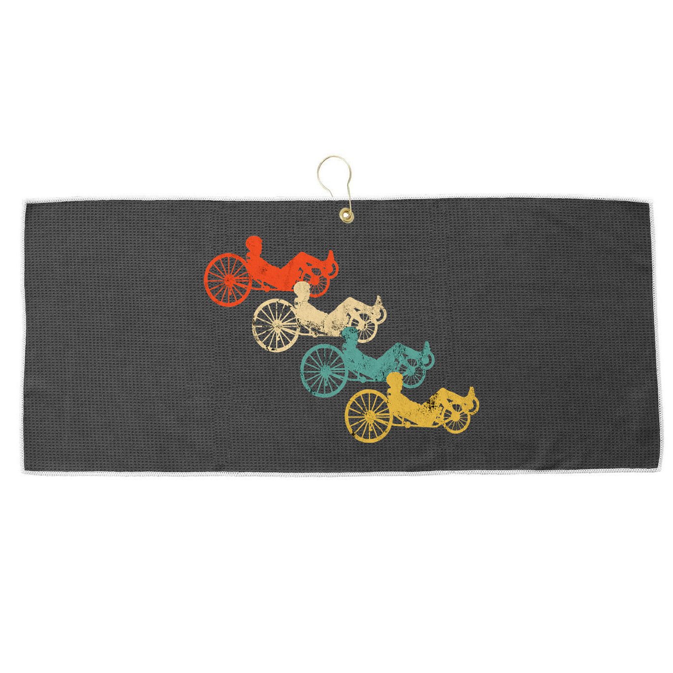 Retro Vintage Recumbent Bike Cyclist Recumbent Trike Cycling Large Microfiber Waffle Golf Towel