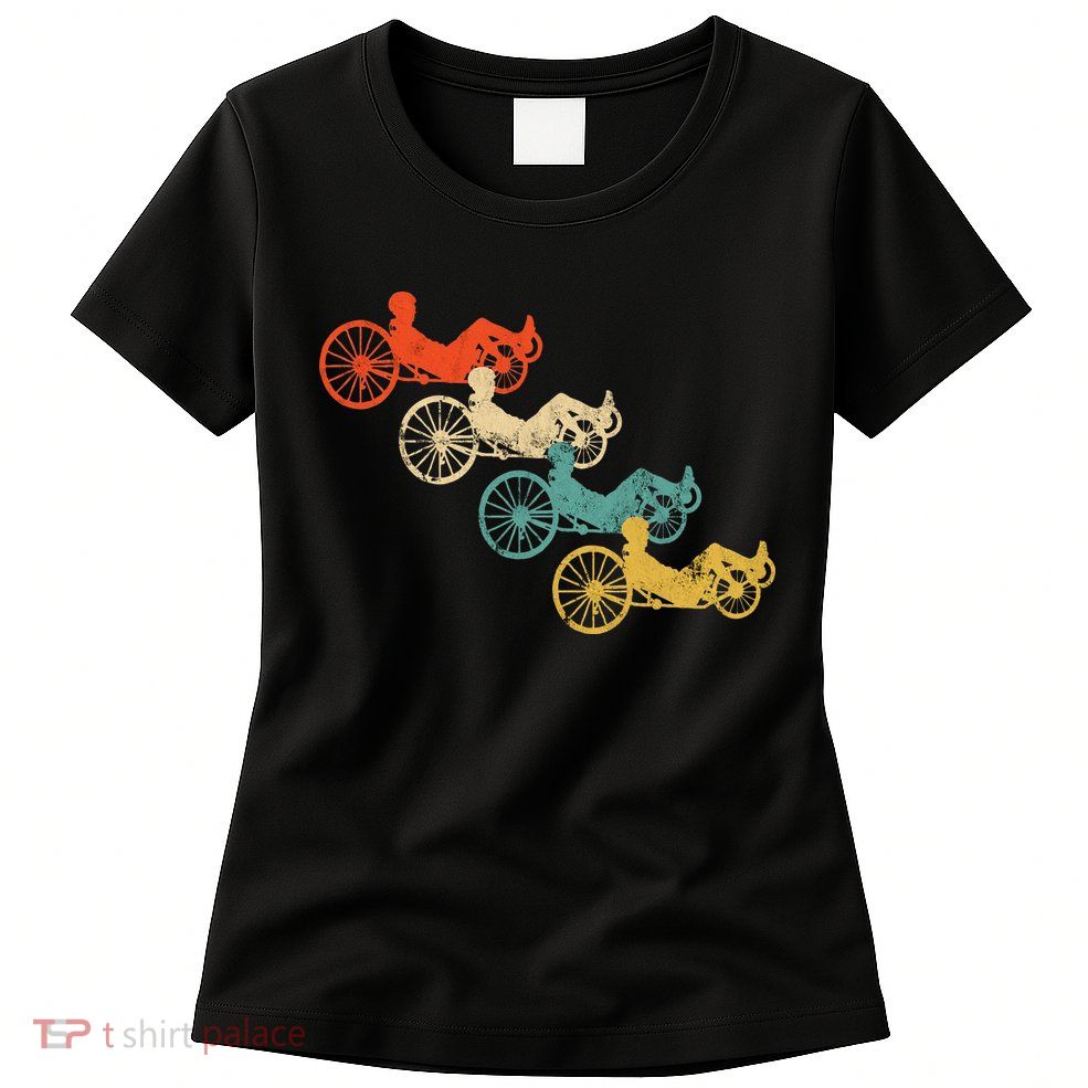 Retro Vintage Recumbent Bike Cyclist Recumbent Trike Cycling Womens T-Shirt