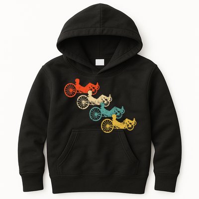 Retro Vintage Recumbent Bike Cyclist Recumbent Trike Cycling Kids Hoodie