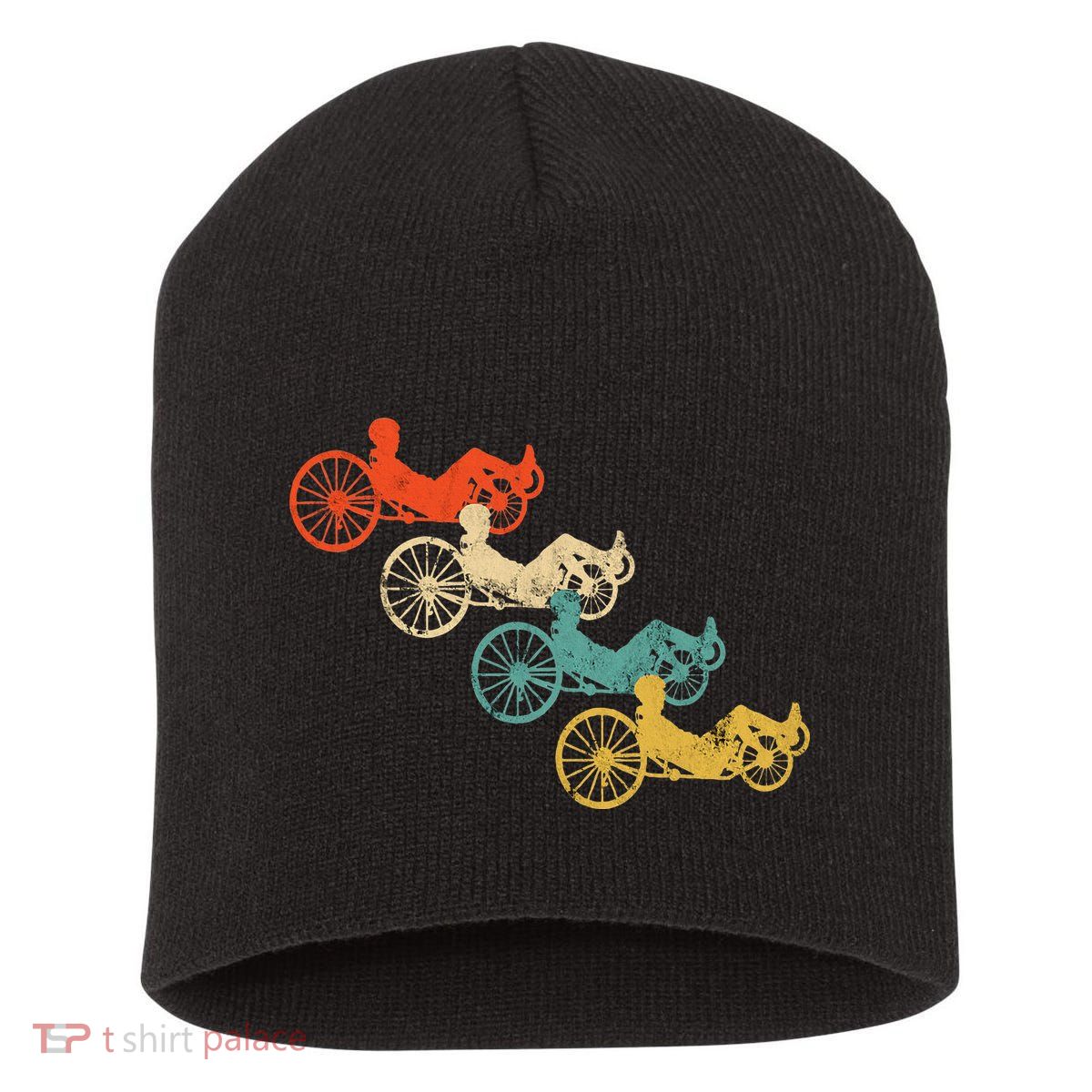 Retro Vintage Recumbent Bike Cyclist Recumbent Trike Cycling Short Acrylic Beanie