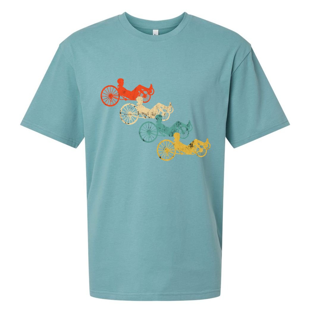 Retro Vintage Recumbent Bike Cyclist Recumbent Trike Cycling Sueded Cloud Jersey T-Shirt