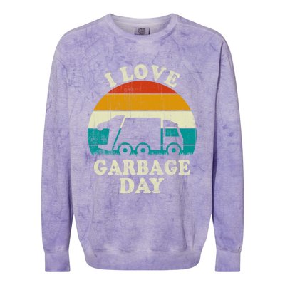 Retro Vintage Recycling Trash I Love Garbage Day Truck Meaningful Gift Colorblast Crewneck Sweatshirt