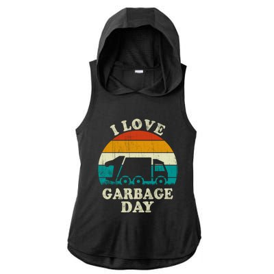 Retro Vintage Recycling Trash I Love Garbage Day Truck Meaningful Gift Ladies PosiCharge Tri-Blend Wicking Draft Hoodie Tank