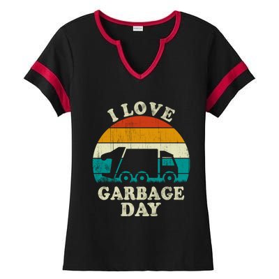 Retro Vintage Recycling Trash I Love Garbage Day Truck Meaningful Gift Ladies Halftime Notch Neck Tee