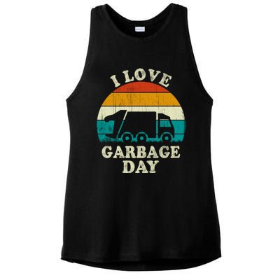 Retro Vintage Recycling Trash I Love Garbage Day Truck Meaningful Gift Ladies PosiCharge Tri-Blend Wicking Tank