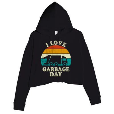 Retro Vintage Recycling Trash I Love Garbage Day Truck Meaningful Gift Crop Fleece Hoodie