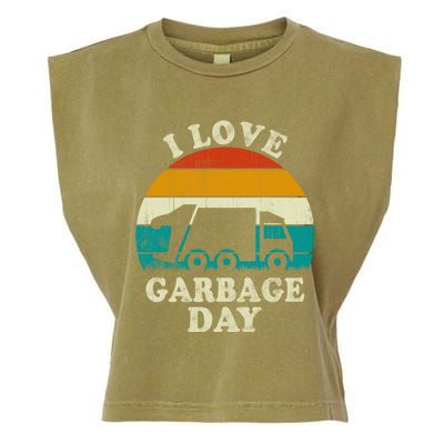 Retro Vintage Recycling Trash I Love Garbage Day Truck Meaningful Gift Garment-Dyed Women's Muscle Tee