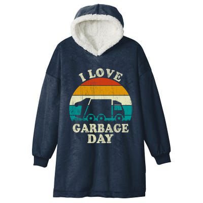 Retro Vintage Recycling Trash I Love Garbage Day Truck Meaningful Gift Hooded Wearable Blanket