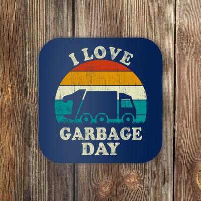 Retro Vintage Recycling Trash I Love Garbage Day Truck Meaningful Gift Coaster