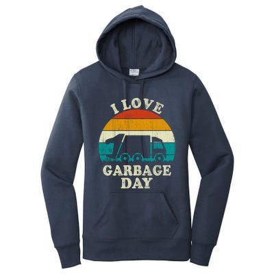 Retro Vintage Recycling Trash I Love Garbage Day Truck Meaningful Gift Women's Pullover Hoodie