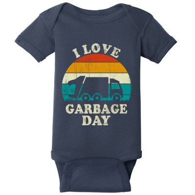 Retro Vintage Recycling Trash I Love Garbage Day Truck Meaningful Gift Baby Bodysuit