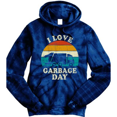 Retro Vintage Recycling Trash I Love Garbage Day Truck Meaningful Gift Tie Dye Hoodie