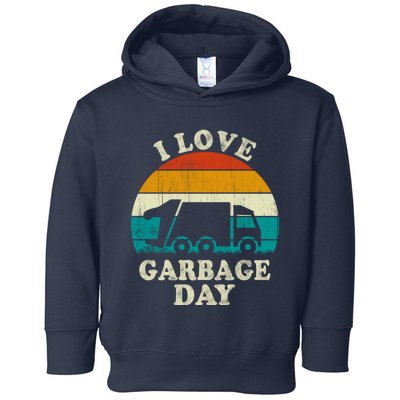 Retro Vintage Recycling Trash I Love Garbage Day Truck Meaningful Gift Toddler Hoodie