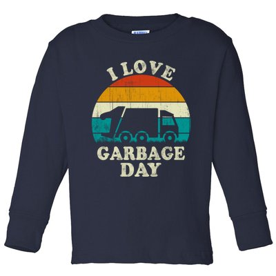 Retro Vintage Recycling Trash I Love Garbage Day Truck Meaningful Gift Toddler Long Sleeve Shirt