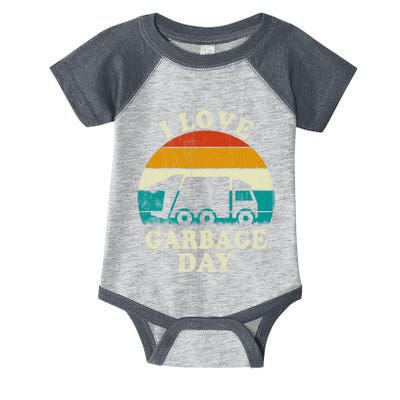 Retro Vintage Recycling Trash I Love Garbage Day Truck Meaningful Gift Infant Baby Jersey Bodysuit