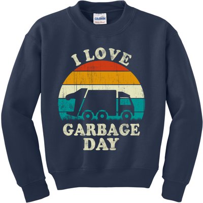 Retro Vintage Recycling Trash I Love Garbage Day Truck Meaningful Gift Kids Sweatshirt