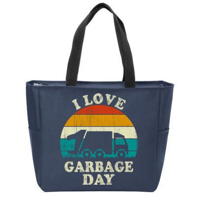 Retro Vintage Recycling Trash I Love Garbage Day Truck Meaningful Gift Zip Tote Bag