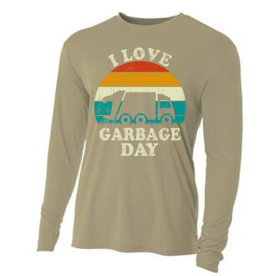 Retro Vintage Recycling Trash I Love Garbage Day Truck Meaningful Gift Cooling Performance Long Sleeve Crew