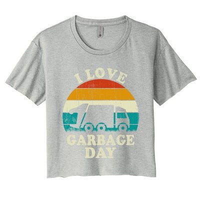 Retro Vintage Recycling Trash I Love Garbage Day Truck Meaningful Gift Women's Crop Top Tee