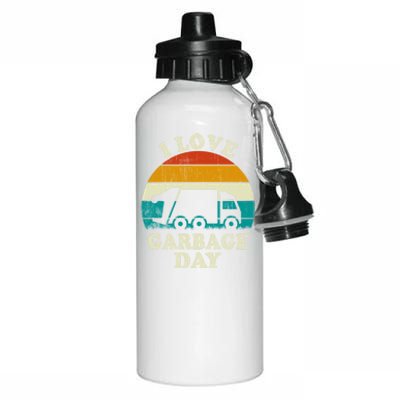 Retro Vintage Recycling Trash I Love Garbage Day Truck Meaningful Gift Aluminum Water Bottle