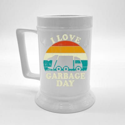 Retro Vintage Recycling Trash I Love Garbage Day Truck Meaningful Gift Beer Stein