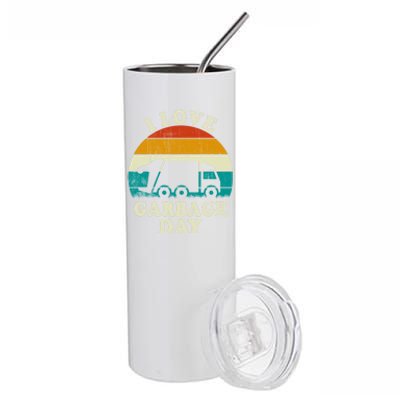 Retro Vintage Recycling Trash I Love Garbage Day Truck Meaningful Gift Stainless Steel Tumbler