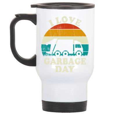 Retro Vintage Recycling Trash I Love Garbage Day Truck Meaningful Gift Stainless Steel Travel Mug