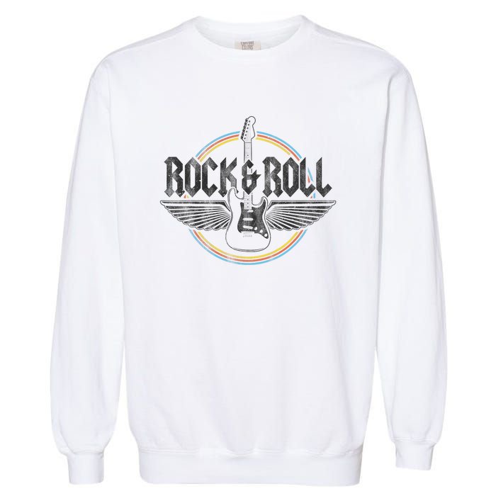 Retro Vintage Rock & Roll Guitar Wings Music Concert Band Garment-Dyed Sweatshirt