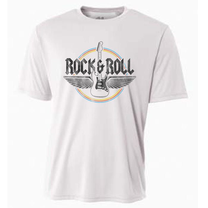 Retro Vintage Rock & Roll Guitar Wings Music Concert Band Cooling Performance Crew T-Shirt