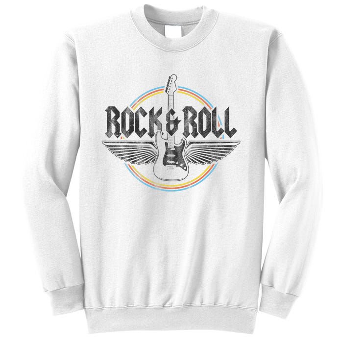 Retro Vintage Rock & Roll Guitar Wings Music Concert Band Sweatshirt