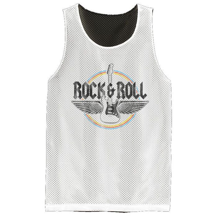 Retro Vintage Rock & Roll Guitar Wings Music Concert Band Mesh Reversible Basketball Jersey Tank