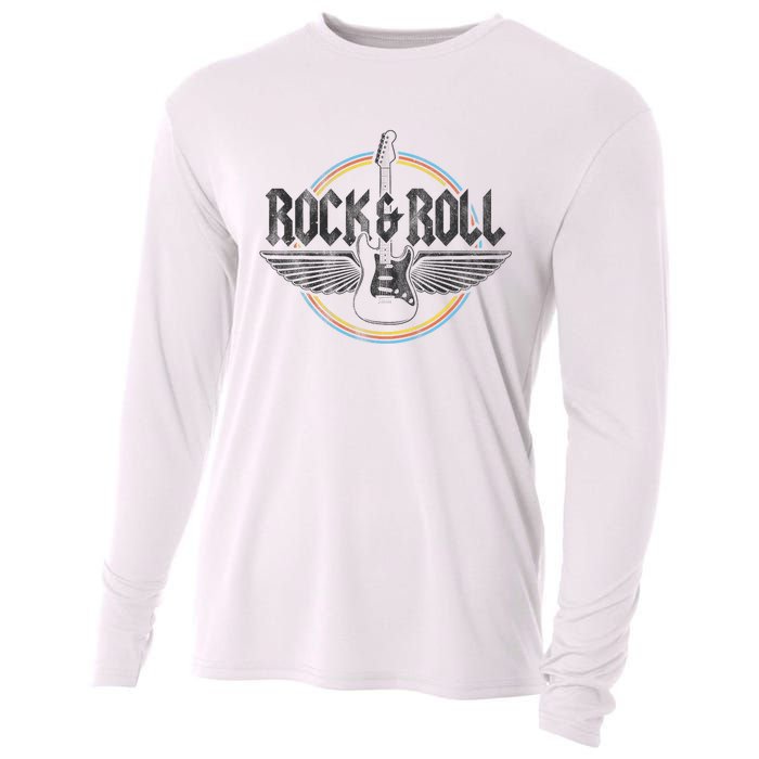 Retro Vintage Rock & Roll Guitar Wings Music Concert Band Cooling Performance Long Sleeve Crew