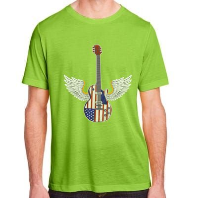 Retro Vintage Rock And Roll Guitar Wings Music Band 4th July Gift Adult ChromaSoft Performance T-Shirt