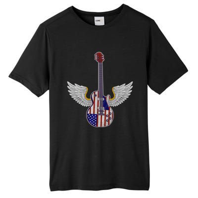 Retro Vintage Rock And Roll Guitar Wings Music Band 4th July Gift Tall Fusion ChromaSoft Performance T-Shirt