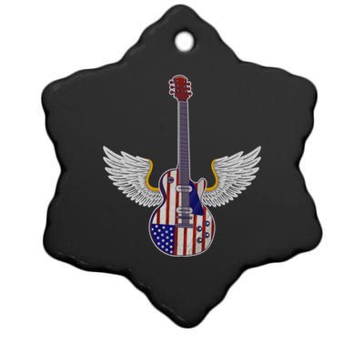 Retro Vintage Rock And Roll Guitar Wings Music Band 4th July Gift Ceramic Star Ornament