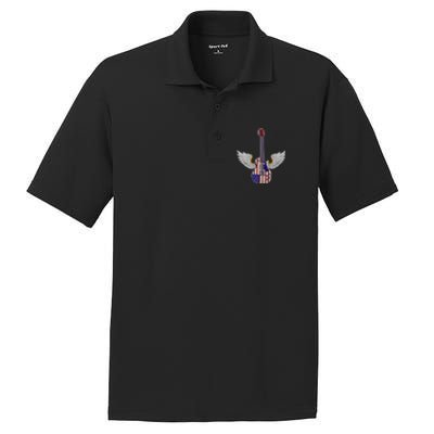 Retro Vintage Rock And Roll Guitar Wings Music Band 4th July Gift PosiCharge RacerMesh Polo