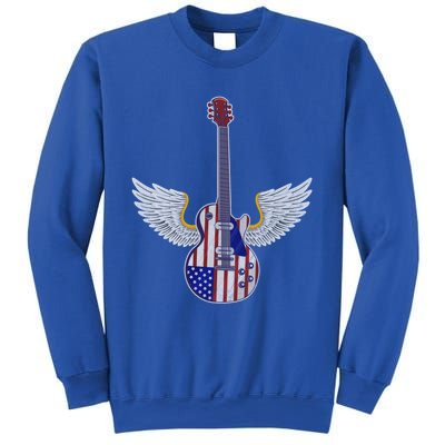 Retro Vintage Rock And Roll Guitar Wings Music Band 4th July Gift Sweatshirt