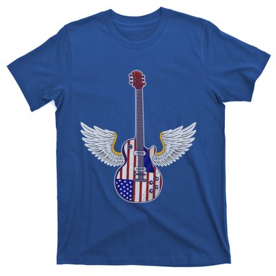 Retro Vintage Rock And Roll Guitar Wings Music Band 4th July Gift T-Shirt