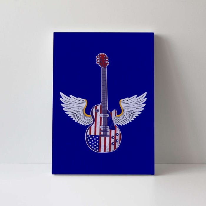 Retro Vintage Rock And Roll Guitar Wings Music Band 4th July Gift Canvas