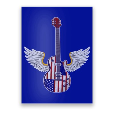 Retro Vintage Rock And Roll Guitar Wings Music Band 4th July Gift Poster