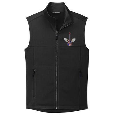 Retro Vintage Rock And Roll Guitar Wings Music Band 4th July Gift Collective Smooth Fleece Vest