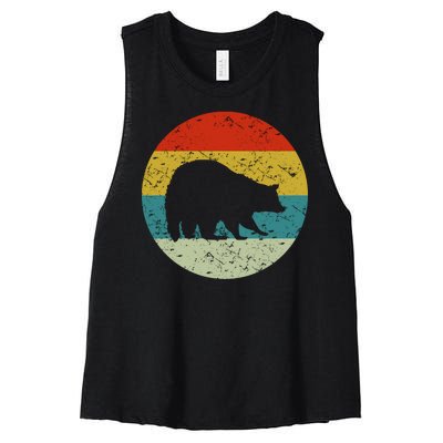 Retro Vintage Raccoon Women's Racerback Cropped Tank