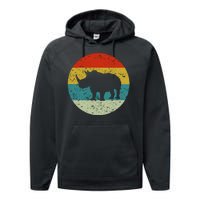 Retro Vintage Rhino Performance Fleece Hoodie