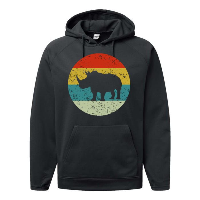 Retro Vintage Rhino Performance Fleece Hoodie