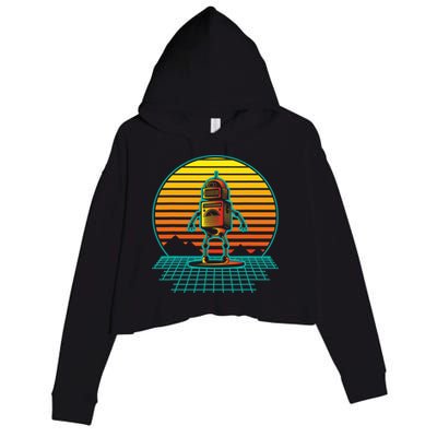 Retro Vintage Robot Robots Robotics Engineer Engineering Crop Fleece Hoodie