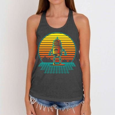 Retro Vintage Robot Robots Robotics Engineer Engineering Women's Knotted Racerback Tank