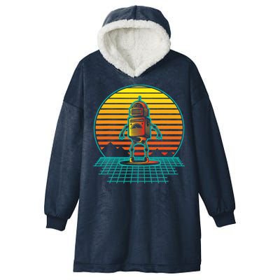 Retro Vintage Robot Robots Robotics Engineer Engineering Hooded Wearable Blanket